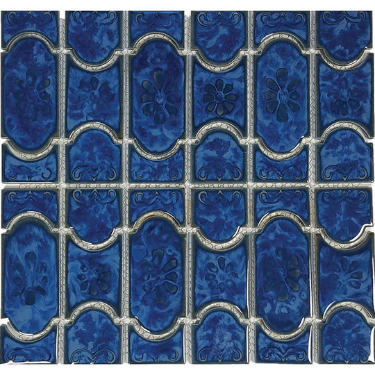 Tesoro 12" x 12.5" Botanical Glossy Porcelain 6" Mosaic