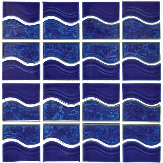 Tesoro 12" x 12" Waterside Glossy Porcelain 6" Mosaic