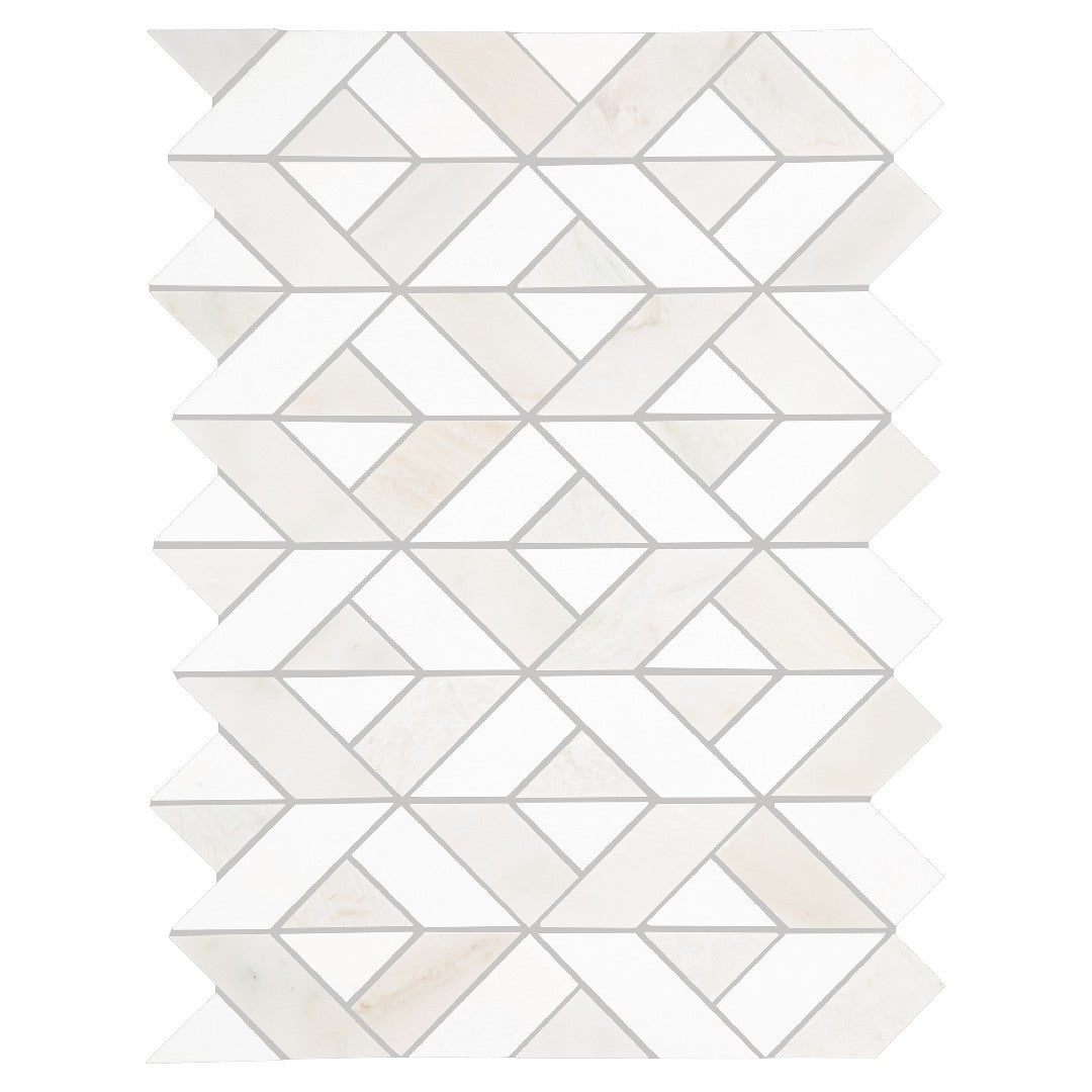 Daltile-Perfix-Mosaix-13.25-x-18-Polished-Natural-Stone-Swivel-Mosaic-Paradise-|-Thassos