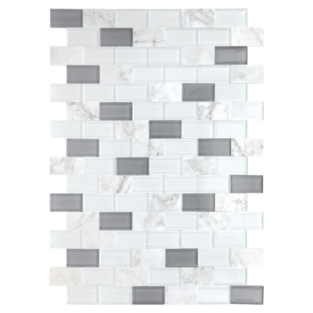 Daltile-Perfix-Mosaix-13.25-x-18-Polished-Natural-Stone-1x2-Brick-Joint-Mosaic-White-Carrara-|-Glass