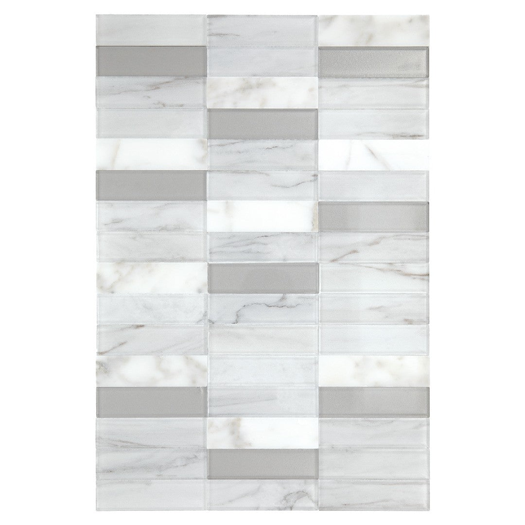 Daltile-Perfix-Mosaix-12-x-18-Polished-Natural-Stone-1x4-Straight-Stack-Mosaic-White-Carrara-|-Glass