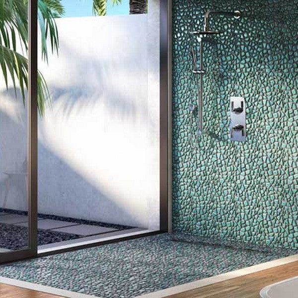 Maniscalco-Pele-Pebbles-12-x-12-Glossy-Basalt-Glazed-Mosaic-Teal-Tile