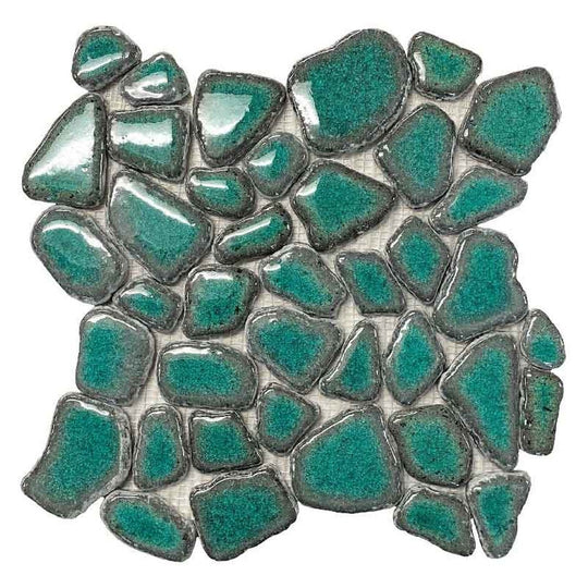 Maniscalco Pele Pebbles 12" x 12" Glossy Basalt Glazed Mosaic