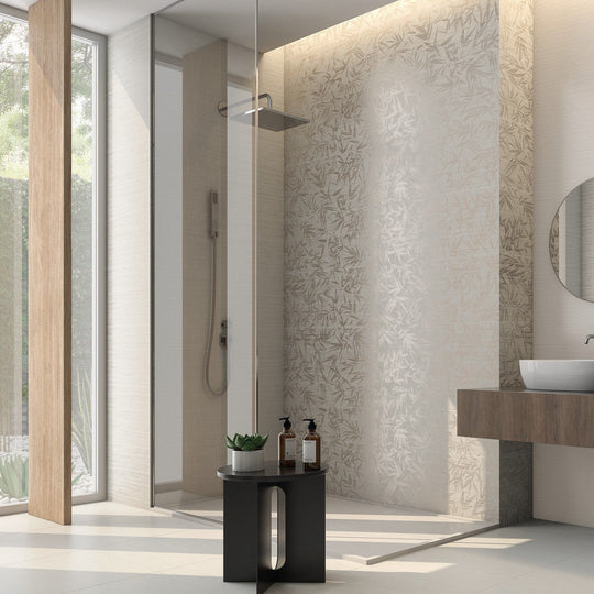 Tesoro-14-x-36-Shui-Rectified-Matte-Deco-Ceramic-Wall-Tile-White-Leaves