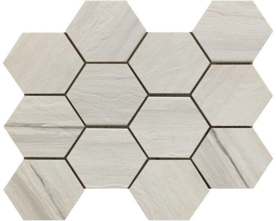 Happy Floors 12" x 13" Paint Stone Interlocking Natural Porcelain Hexagon Mosaic