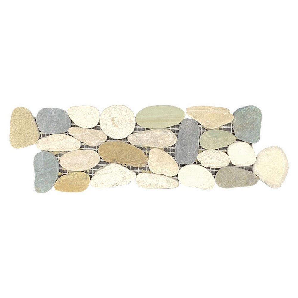 Maniscalco Botany Bay Pebbles 4" x 12" Sliced Border River Rock Tile