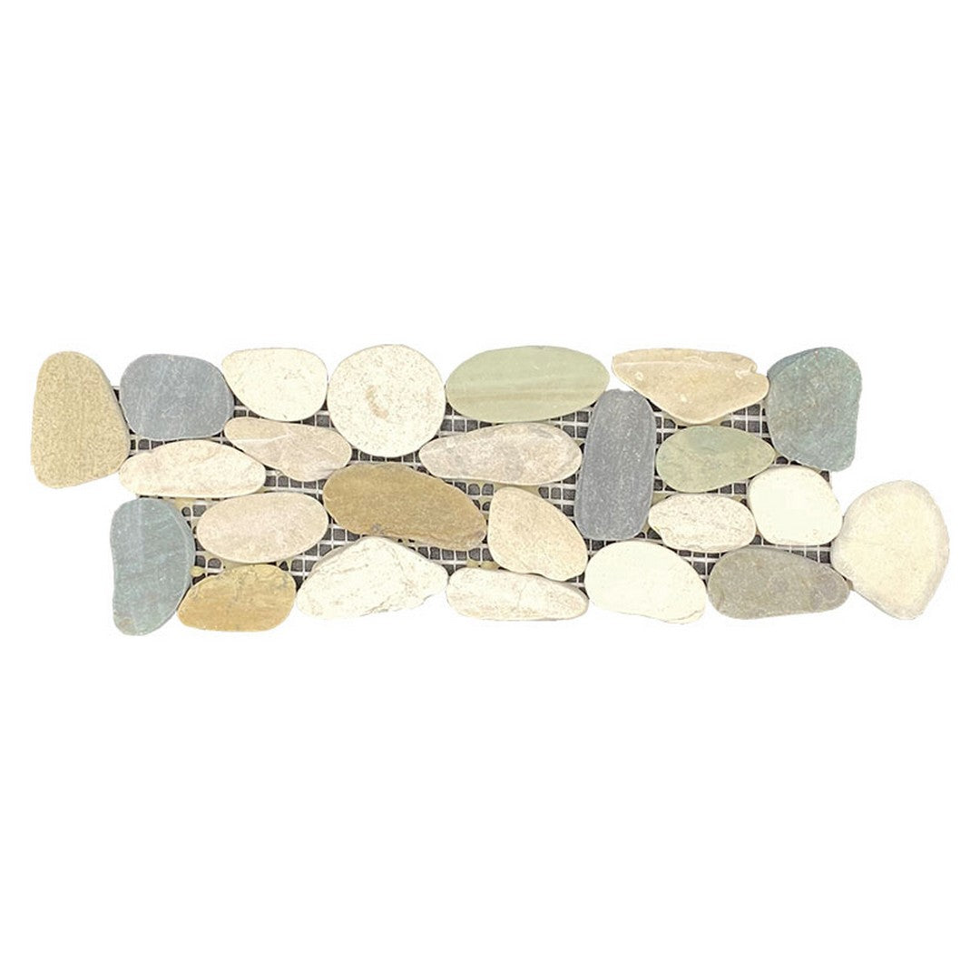 Maniscalco Botany Bay Pebbles 4" x 12" Sliced Border River Rock Tile