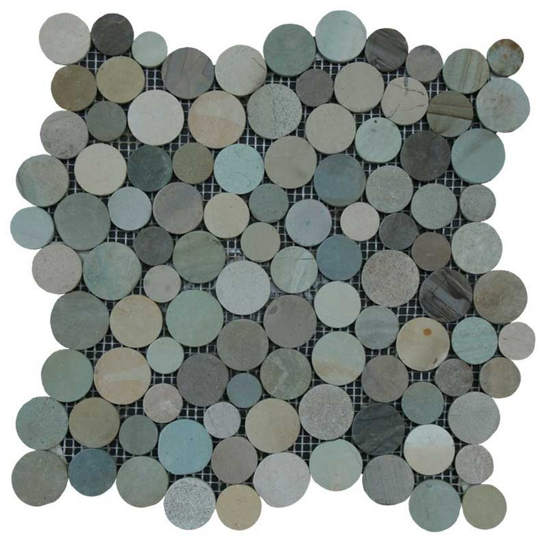 Maniscalco Botany Bay Pebbles 12" x 12" Natural Coin River Rock Mosaic