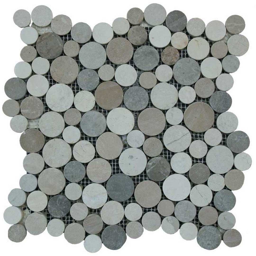 Maniscalco Botany Bay Pebbles 12" x 12" Natural Coin River Rock Mosaic