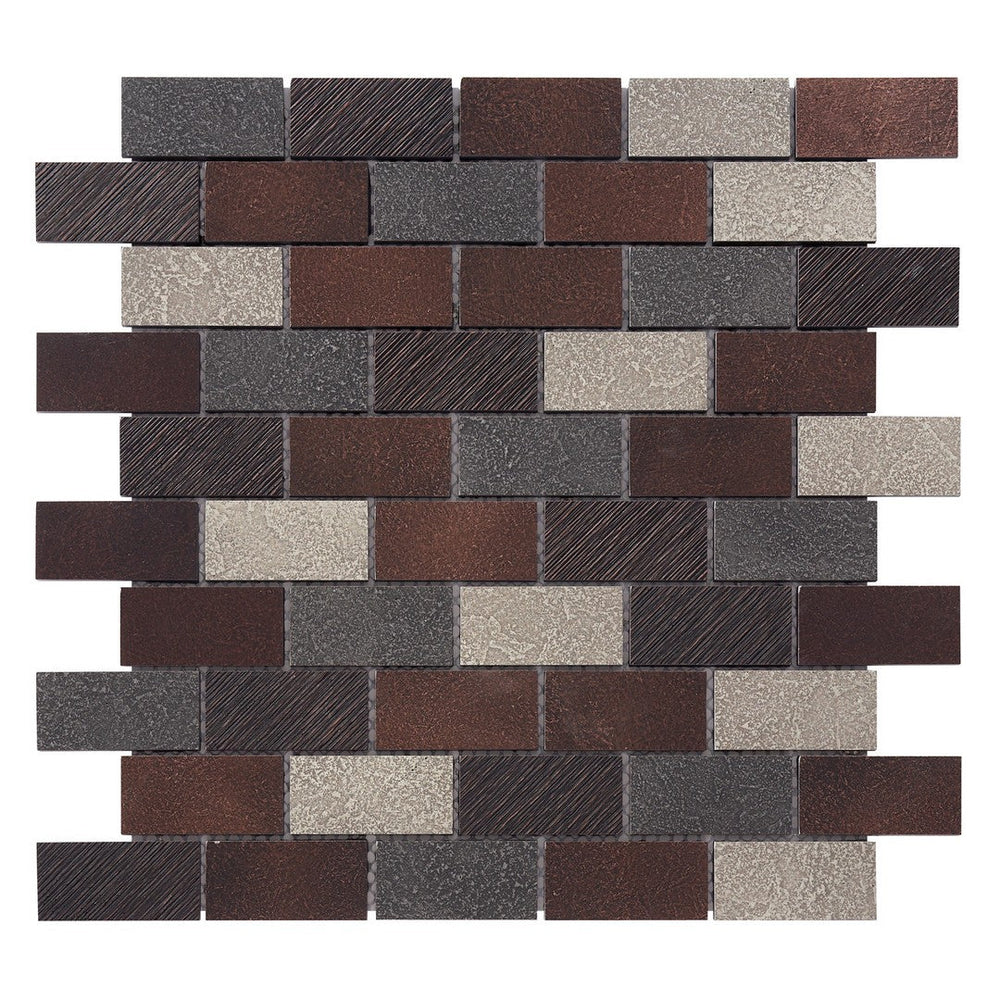 Questech 11.75" x 11.75" Twill Metal Brickjoint Mosaic