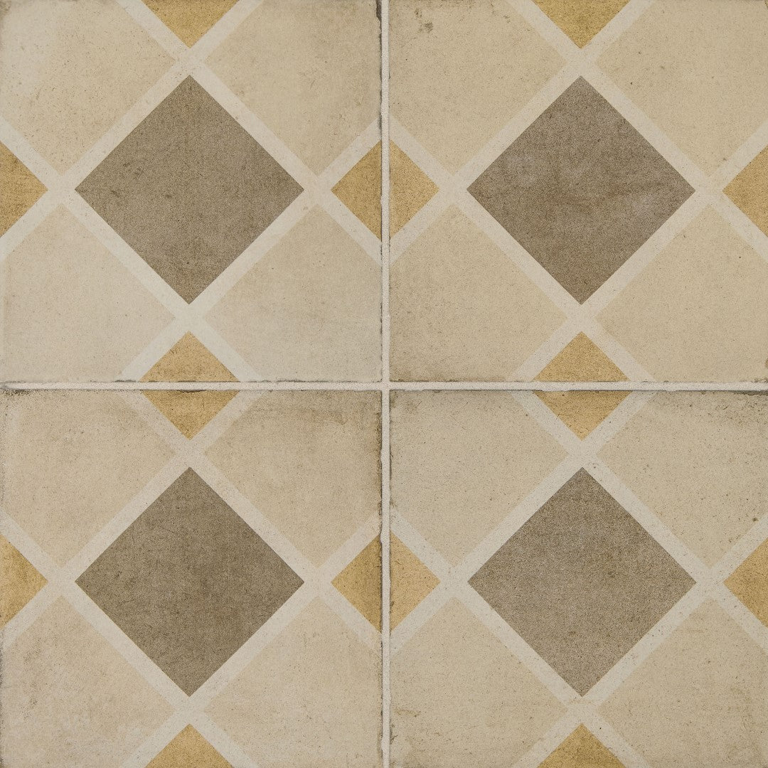 Daltile-Quartetto-8-x-8-Matte-Porcelain-Rombo-Deco-Floor-Tile-Warm-Rombo