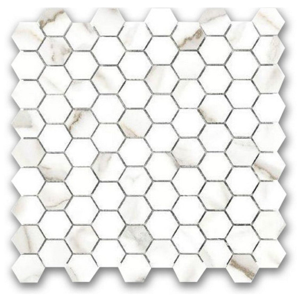 Qualis Ceramica 12" x 12" Ardor Rectified Polished Porcelain Hexagon 1" Mosaic