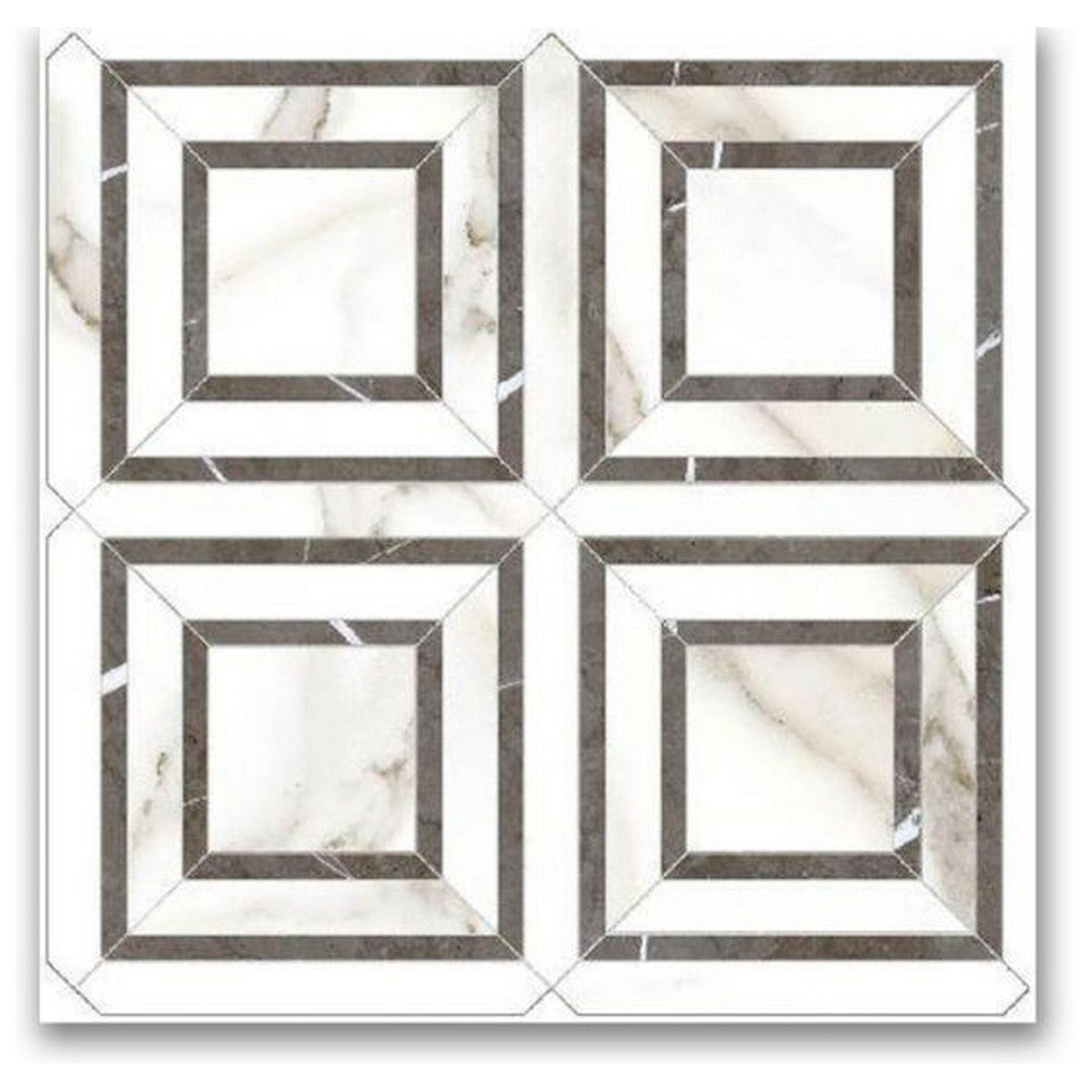 Qualis Ceramica 12" x 12" Ardor Rectified Polished Porcelain Piazza Mosaic