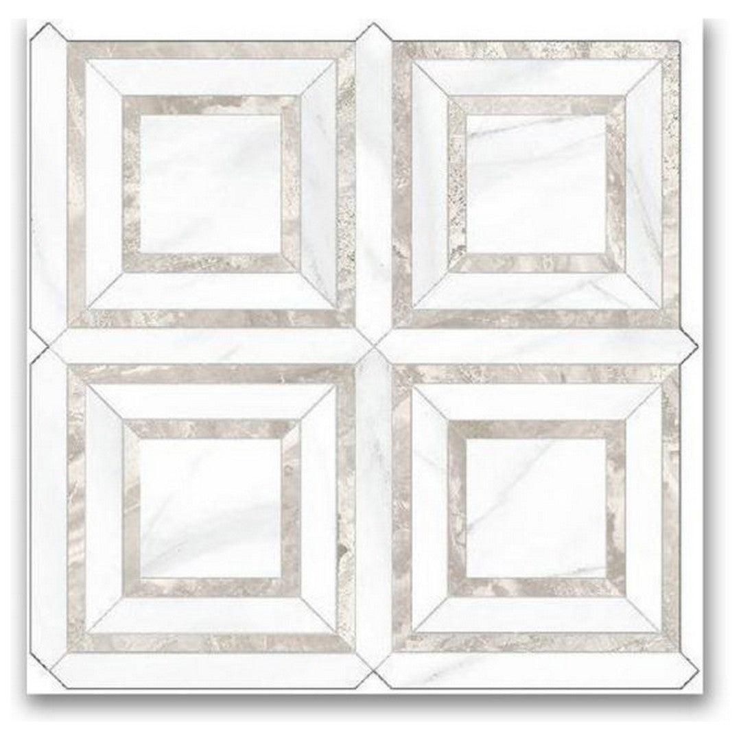 Qualis Ceramica 12" x 12" Ardor Rectified Polished Porcelain Piazza Mosaic