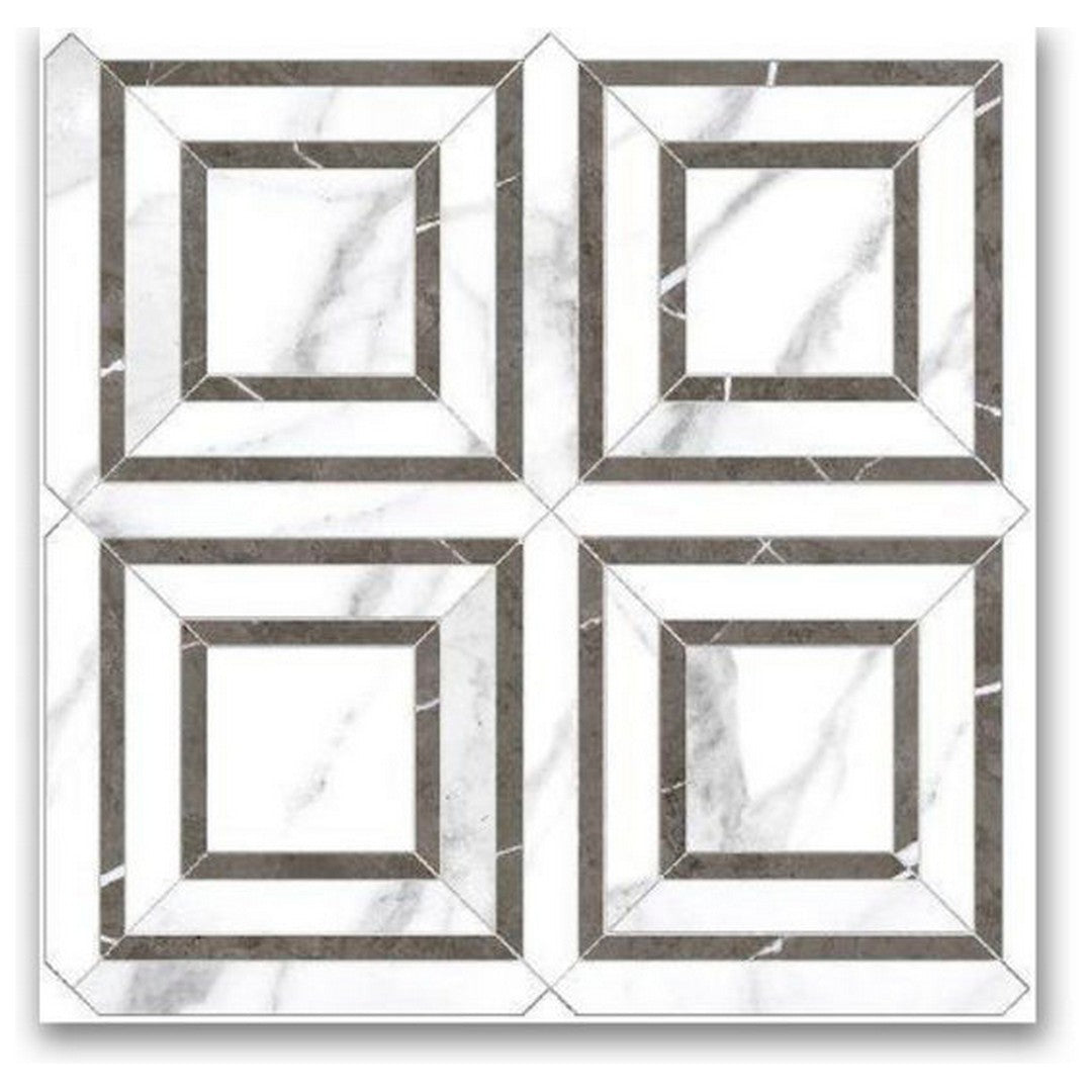 Qualis Ceramica 12" x 12" Ardor Rectified Polished Porcelain Piazza Mosaic