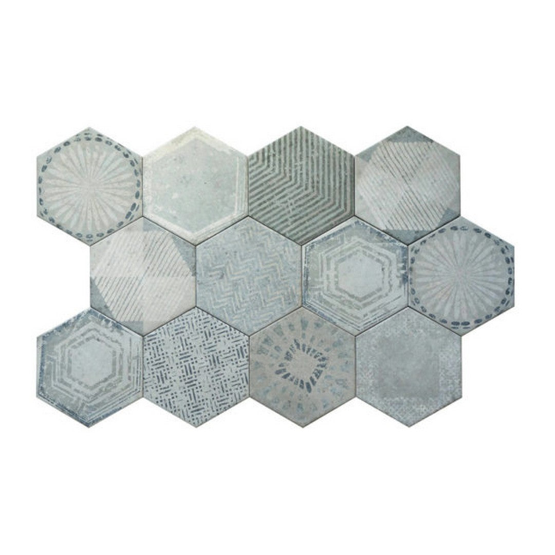 Qualis-Ceramica-5.5-x-6.3-Alma-Matte-Porcelain-Hexagon-Decor-Tile-Grey-Decor