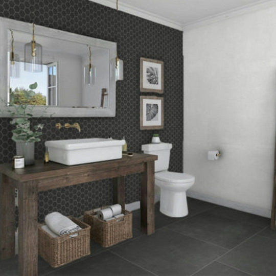 Qualis-Ceramica-12-x-12-Ashland-Rectified-Matte-Porcelain-Hexagon-3-Mosaic-Black-Mosaic