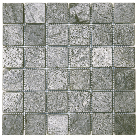 Bati Orient 12" x 12" White & Grey Marble Classic Matte Quartzite 2" Mosaic