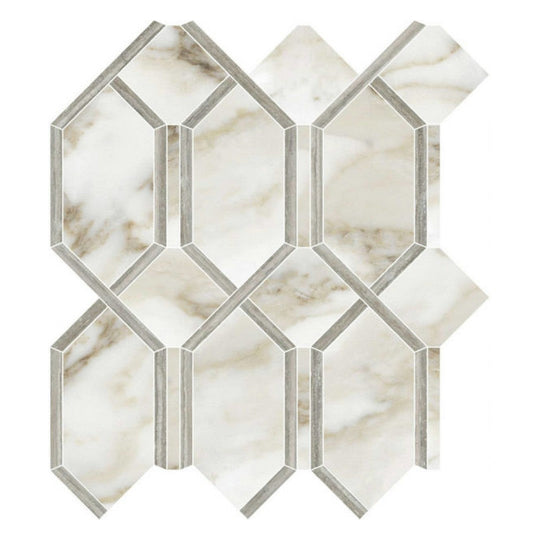 Qualis Ceramica 12" x 13" Luxury Rectified Polished Porcelain Modella Mosaic