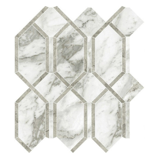 Qualis Ceramica 12" x 13" Luxury Rectified Polished Porcelain Modella Mosaic