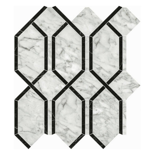 Qualis Ceramica 12" x 13" Luxury Rectified Polished Porcelain Modella Mosaic