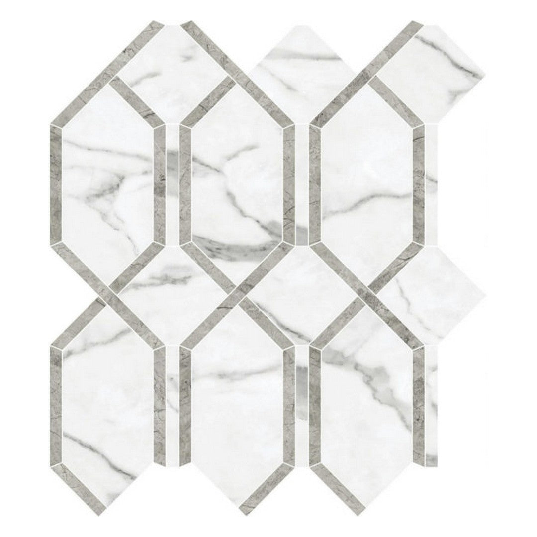 Qualis Ceramica 12" x 13" Luxury Rectified Polished Porcelain Modella Mosaic