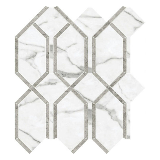 Qualis Ceramica 12" x 13" Luxury Rectified Polished Porcelain Modella Mosaic