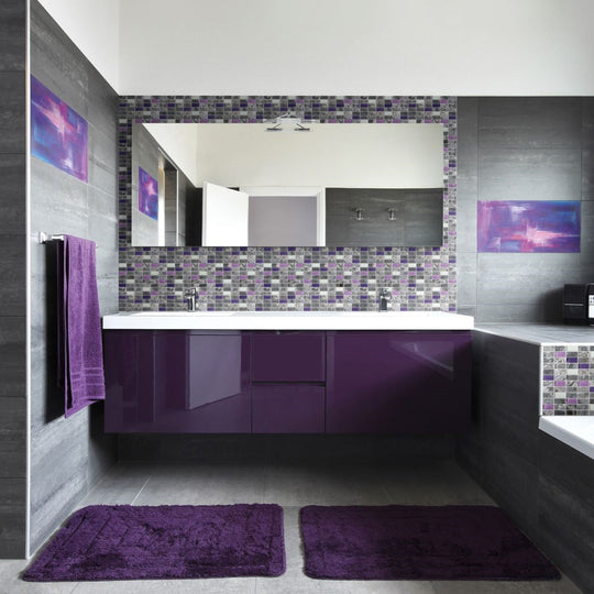 Bati-Orient-12-x-12-Terrazzo-Polished-Glass-&-Stone-Mosaic-Grey-Purple-White