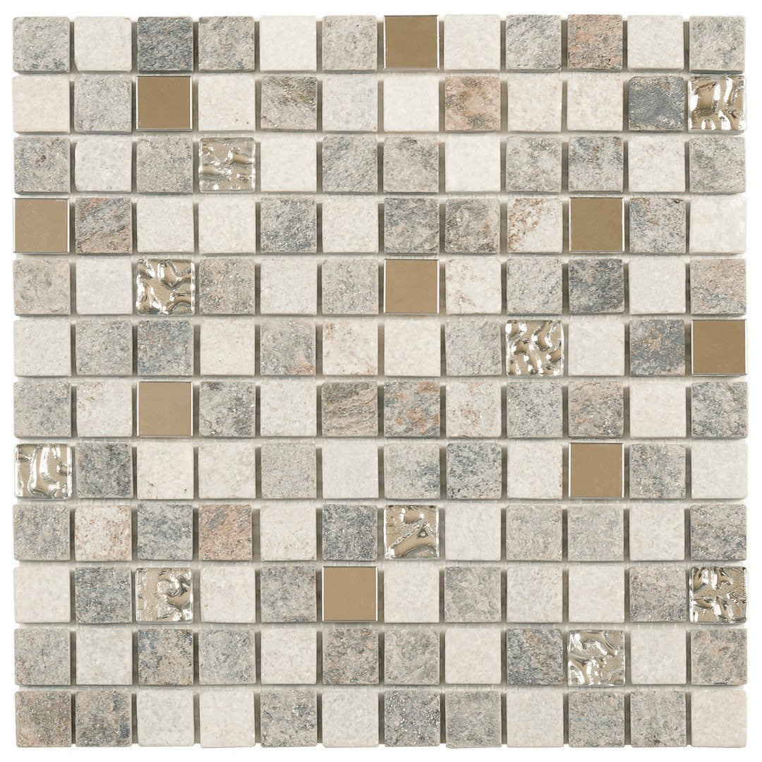 Bati Orient 12" x 12" Terrazzo Glass, Stone & Metal 0.88" Mosaic
