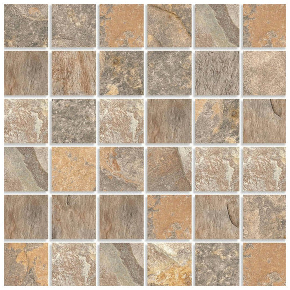 Qualis Ceramica 12" x 12" Nepal Slate Matte Porcelain 2" Mosaic