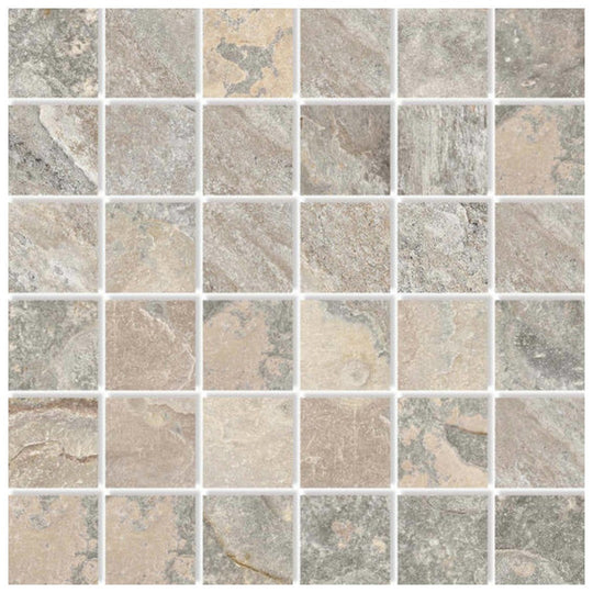 Qualis Ceramica 12" x 12" Nepal Slate Matte Porcelain 2" Mosaic