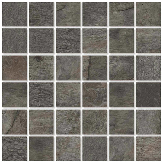 Qualis Ceramica 12" x 12" Nepal Slate Matte Porcelain 2" Mosaic