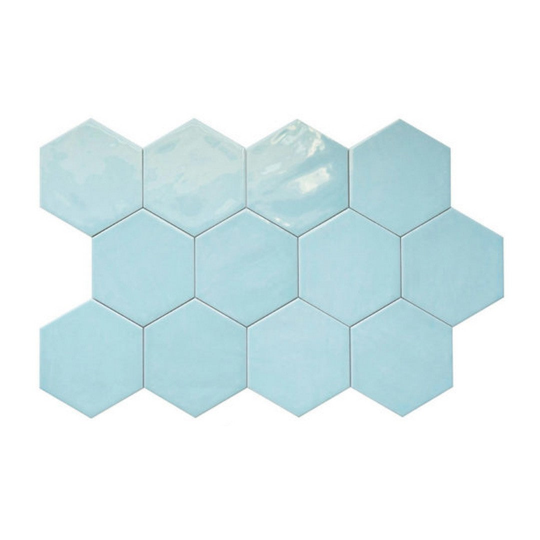 Qualis-Ceramica-Ronda-5.5-x-6.3-Glossy-Porcelain-Hexagon-Tile-Blue