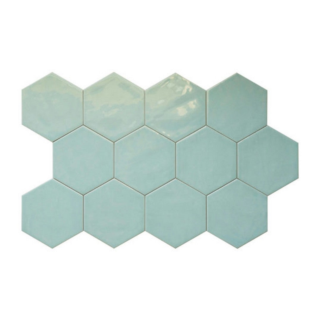 Qualis-Ceramica-Ronda-5.5-x-6.3-Glossy-Porcelain-Hexagon-Tile-Mint