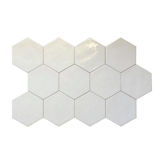 Qualis-Ceramica-Ronda-5.5-x-6.3-Glossy-Porcelain-Hexagon-Tile-White