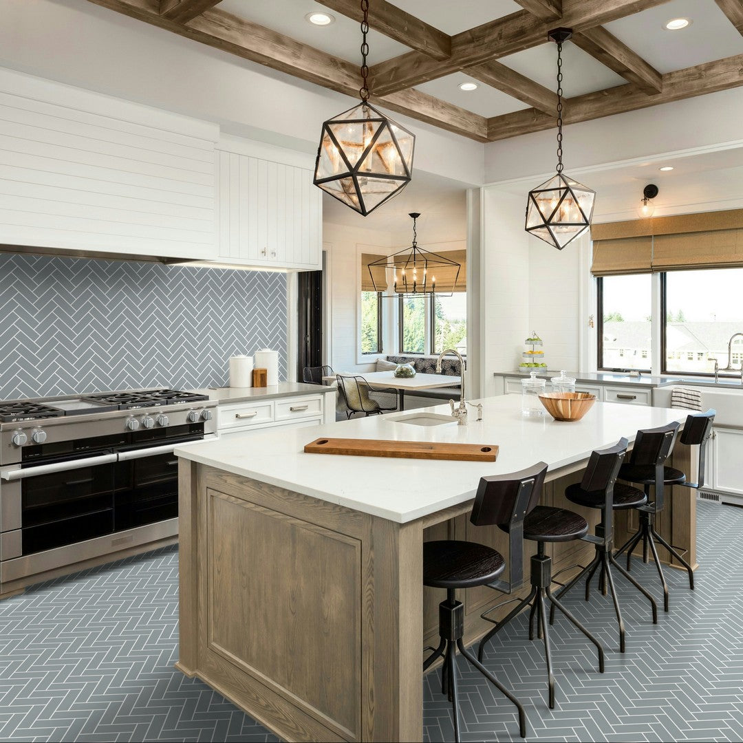 Qualis-Ceramica-Traditions-8.23-x-15.83-Glossy-Porcelain-Herringbone-2×6-Mosaic-Cloud-Blue