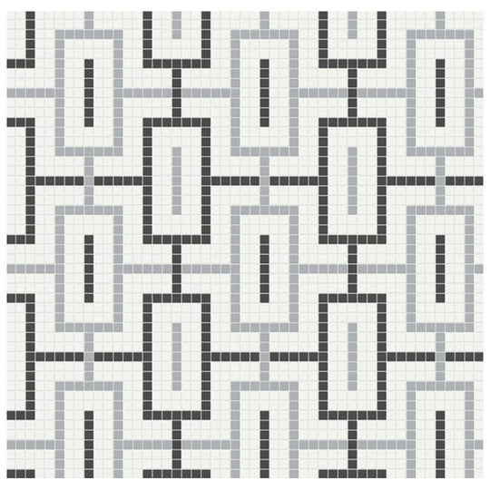 Qualis Ceramica 11.42" x 11.42" Traditions Matte Porcelain Chain Pattern Mosaic