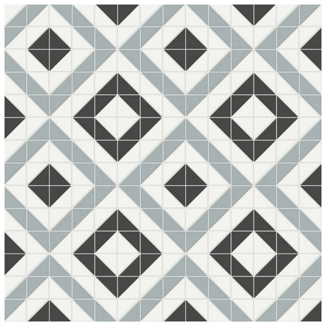Qualis Ceramica 10" x 10" Traditions Matte Porcelain Cubic Pattern Mosaic