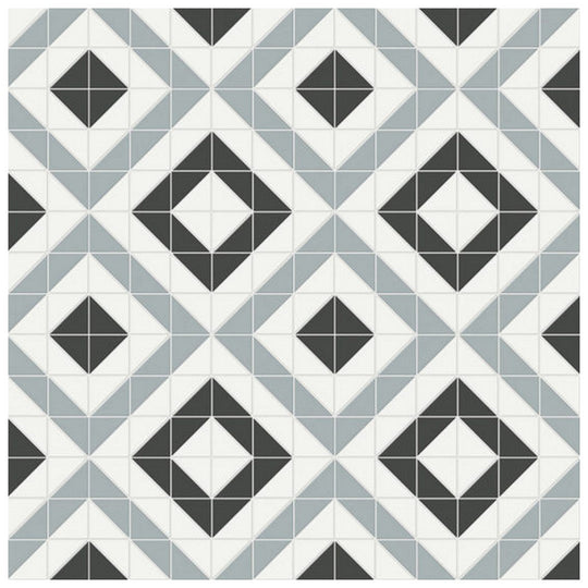 Qualis Ceramica 10" x 10" Traditions Matte Porcelain Cubic Pattern Mosaic