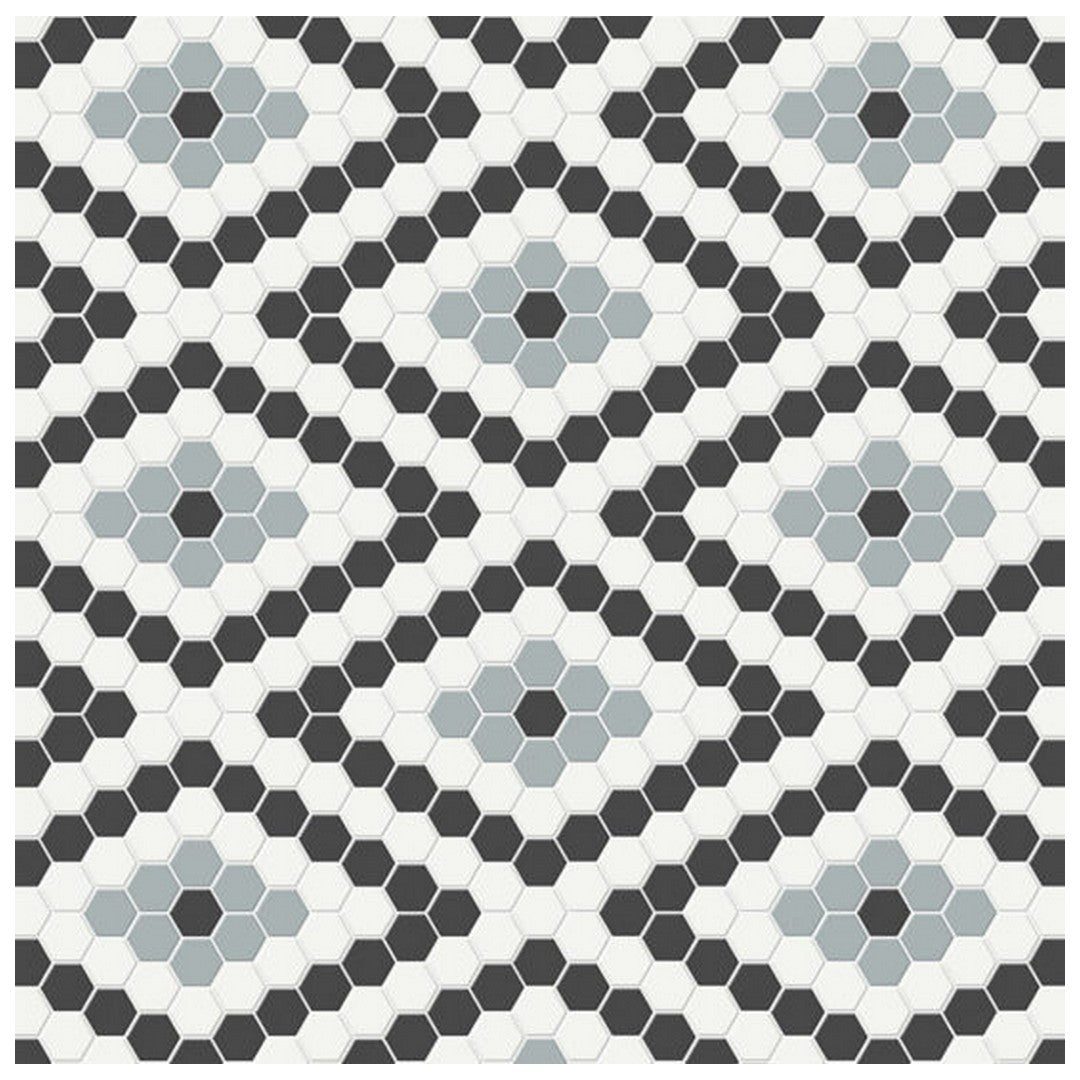 Qualis Ceramica 7.68" x 13.30" Traditions Matte Porcelain Diamond Pattern Mosaic