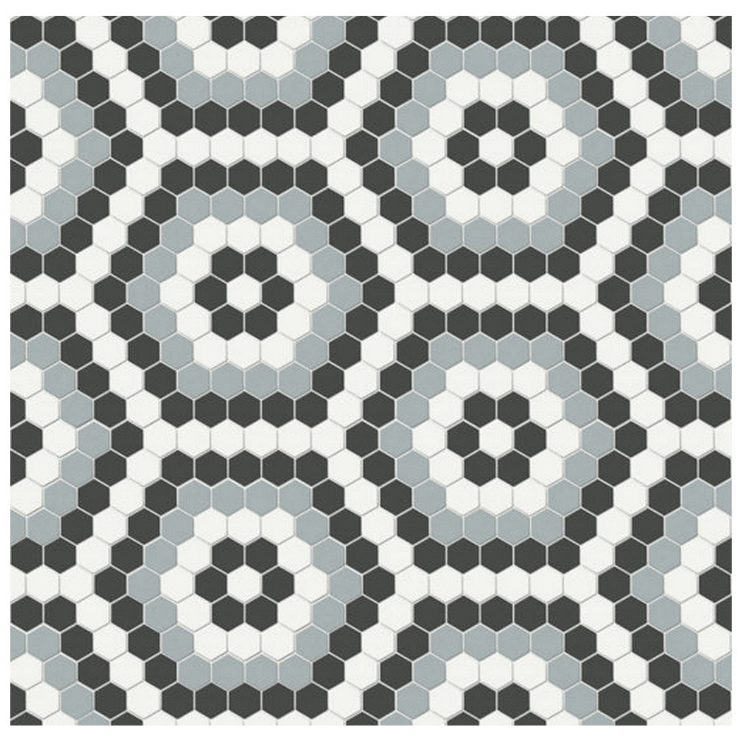 Qualis Ceramica 8.3" x 14.45" Traditions Matte Porcelain Hexagon Pattern Mosaic