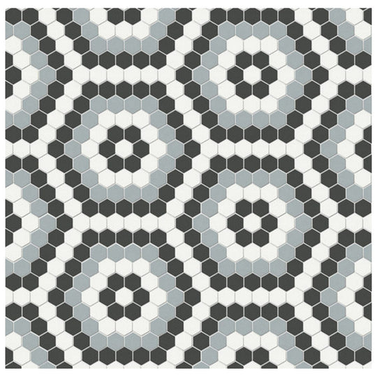 Qualis Ceramica 8.3" x 14.45" Traditions Matte Porcelain Hexagon Pattern Mosaic