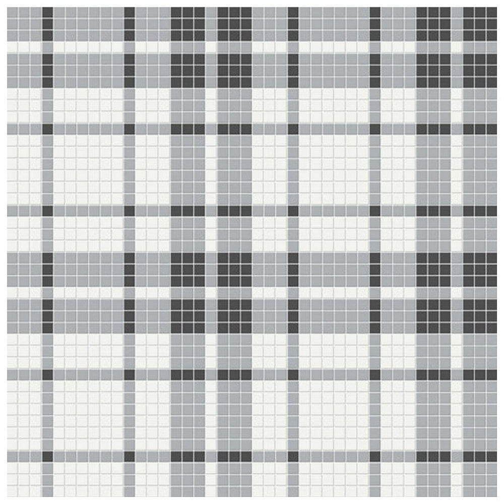 Qualis Ceramica 13.58" x 13.58" Traditions Matte Porcelain Plaid Pattern Mosaic