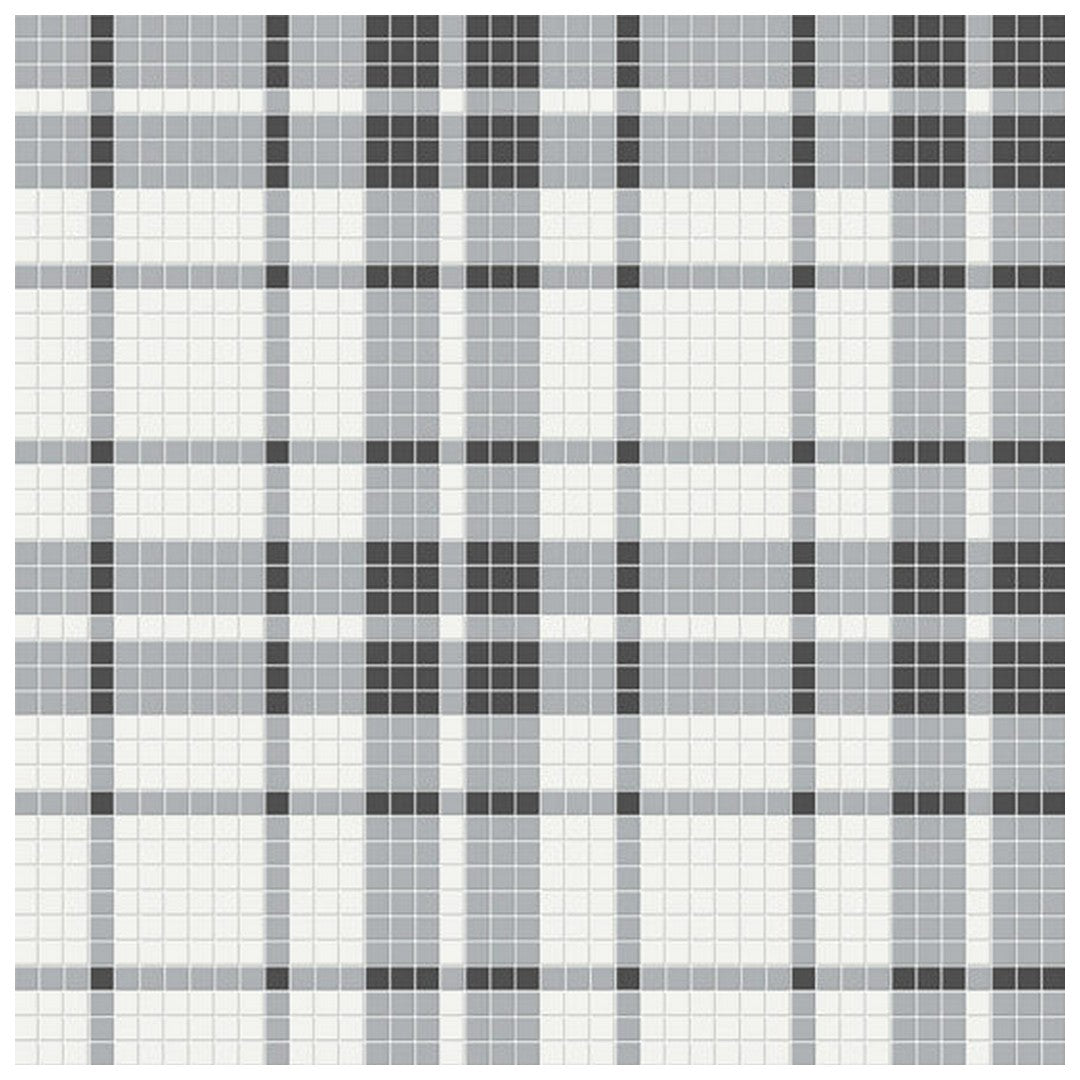 Qualis Ceramica 13.58" x 13.58" Traditions Matte Porcelain Plaid Pattern Mosaic