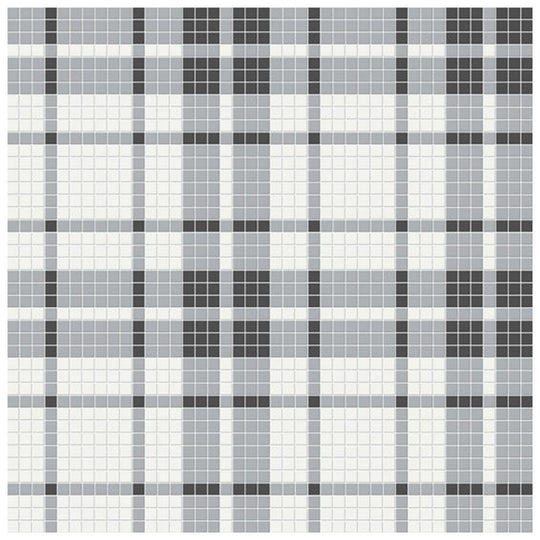Qualis Ceramica 13.58" x 13.58" Traditions Matte Porcelain Plaid Pattern Mosaic