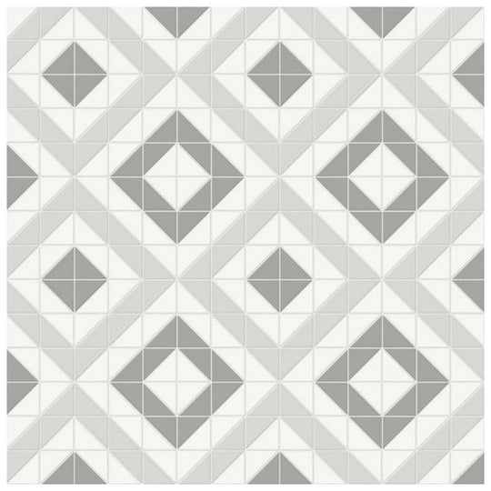 Qualis Ceramica 10" x 10" Traditions Matte Porcelain Cubic Pattern Mosaic