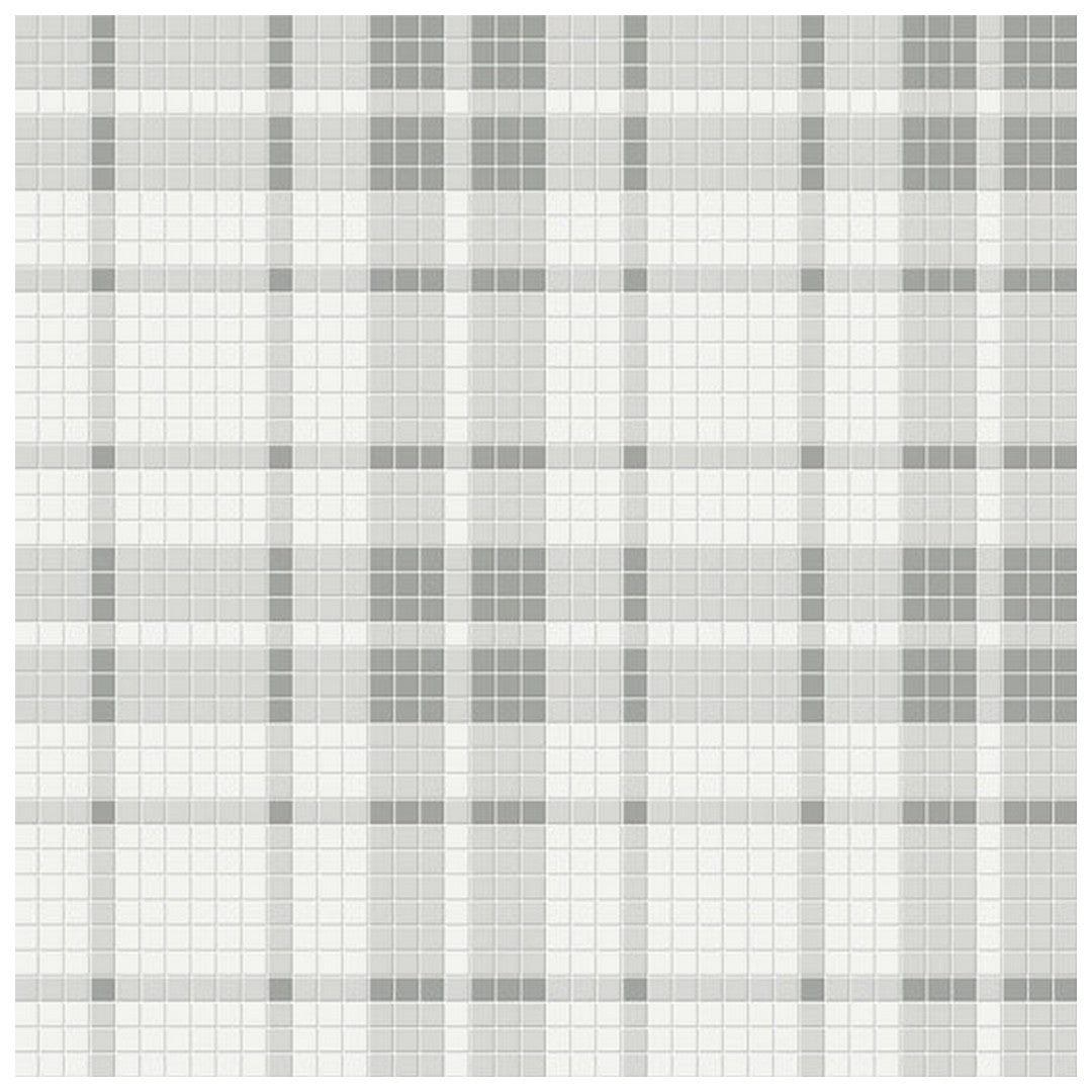 Qualis Ceramica 13.58" x 13.58" Traditions Matte Porcelain Plaid Pattern Mosaic