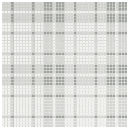 Qualis Ceramica 13.58" x 13.58" Traditions Matte Porcelain Plaid Pattern Mosaic