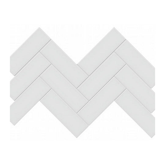 Qualis Ceramica 8.23" x 15.83" Traditions Glossy Porcelain Herringbone 2×6" Mosaic
