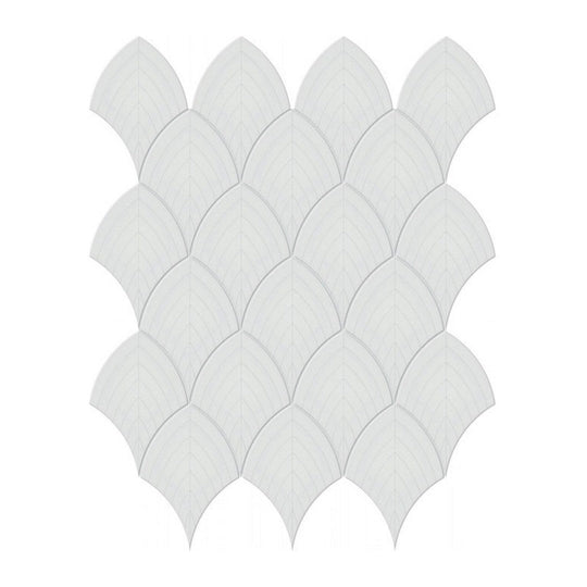 Qualis Ceramica 10.75" x 13.35" Traditions Glossy Porcelain Scallop Mosaic